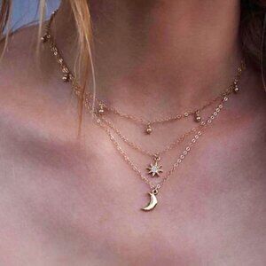 SAPPHIRE layered Moon Necklace